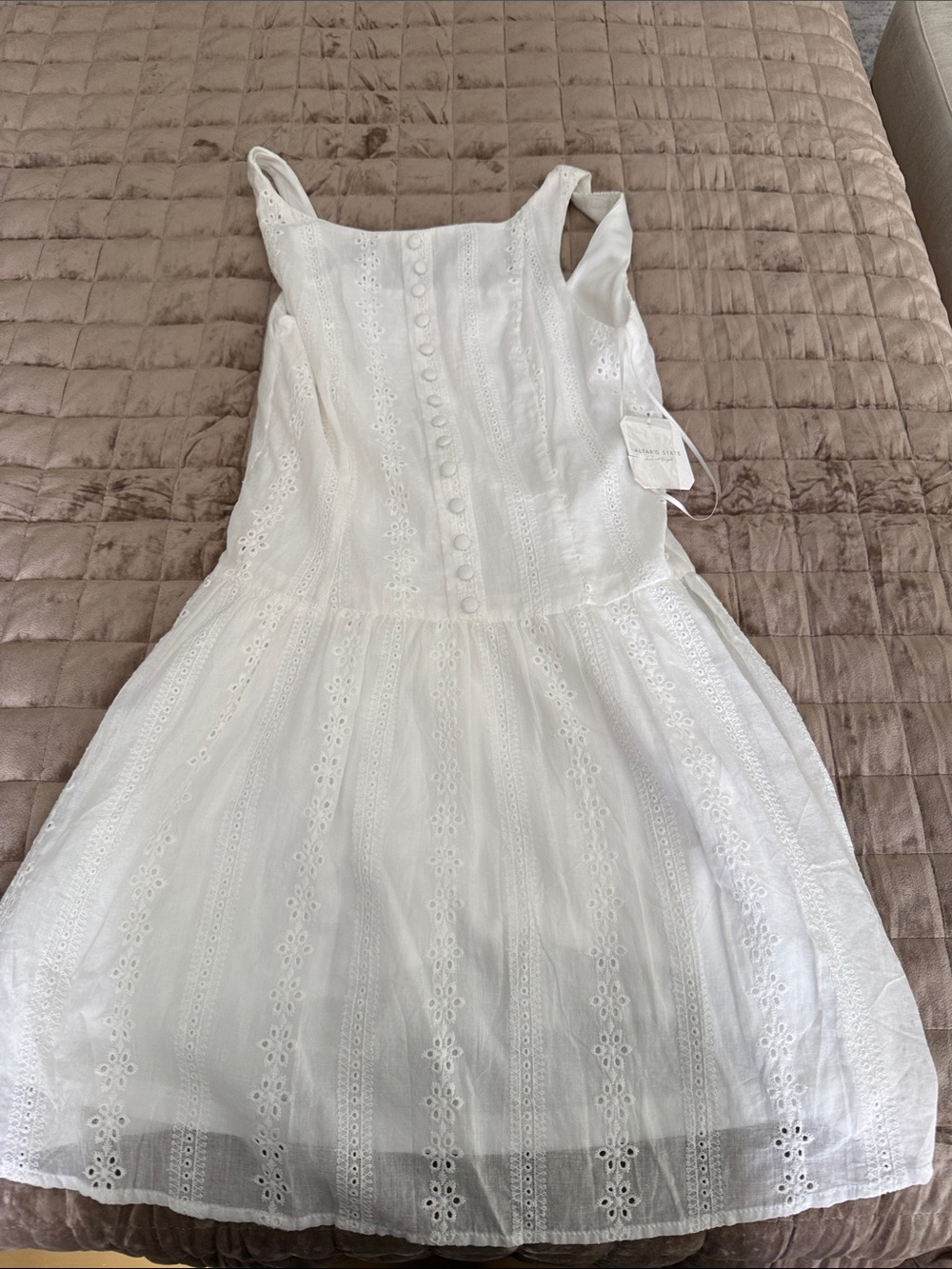 Altar'd State White Eyelet Button-Front Girls' Dress